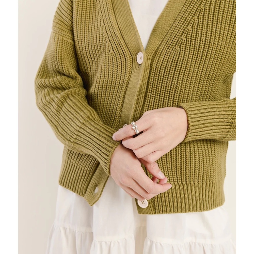 Tradlands Shelter Cotton Cardigan in Olive